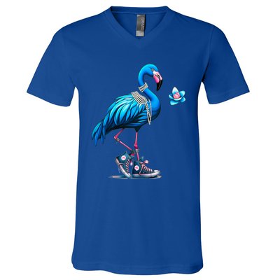 Flamingo Chucks And Pearls Comma La Kamala 2024 Cute Gift V-Neck T-Shirt