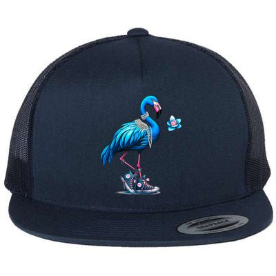 Flamingo Chucks And Pearls Comma La Kamala 2024 Cute Gift Flat Bill Trucker Hat