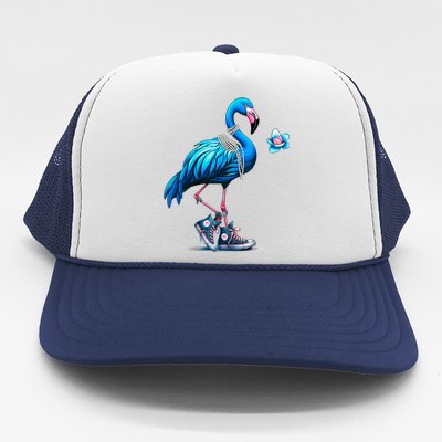 Flamingo Chucks And Pearls Comma La Kamala 2024 Cute Gift Trucker Hat