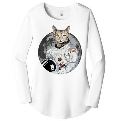 Funny Cat Astronaut Space Cosmic Kitten Moon Meme Women's Perfect Tri Tunic Long Sleeve Shirt