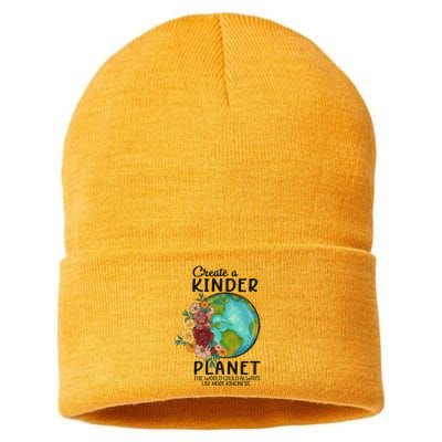 Funny Create A Kinder Planet Earth Day Sustainable Knit Beanie