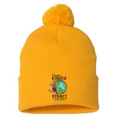 Funny Create A Kinder Planet Earth Day Pom Pom 12in Knit Beanie