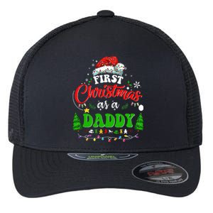 First Christmas As A Daddy Santa Hat Ugly Xmas 2024 Flexfit Unipanel Trucker Cap