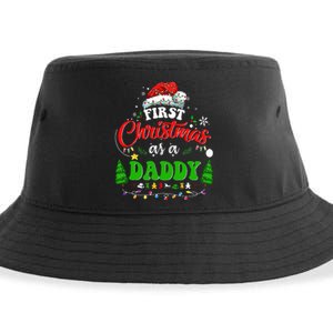 First Christmas As A Daddy Santa Hat Ugly Xmas 2024 Sustainable Bucket Hat