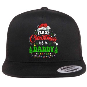 First Christmas As A Daddy Santa Hat Ugly Xmas 2024 Flat Bill Trucker Hat