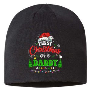 First Christmas As A Daddy Santa Hat Ugly Xmas 2024 Sustainable Beanie