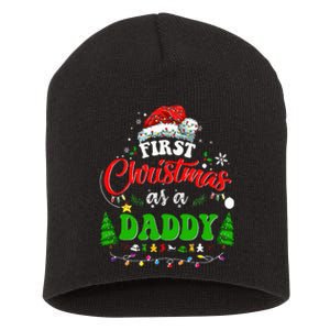 First Christmas As A Daddy Santa Hat Ugly Xmas 2024 Short Acrylic Beanie