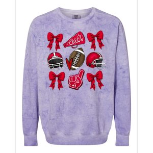 Football Coquette Bow Football Cheer Lover Colorblast Crewneck Sweatshirt