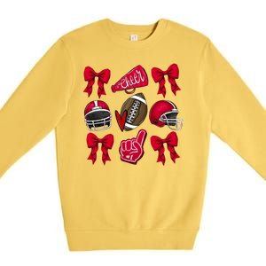 Football Coquette Bow Football Cheer Lover Premium Crewneck Sweatshirt