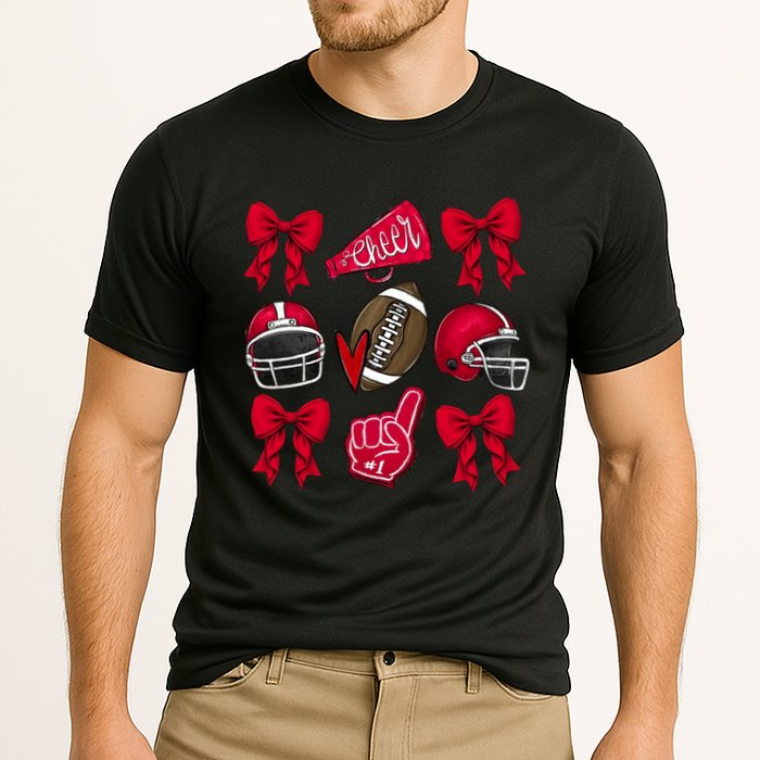 Football Coquette Bow Football Cheer Lover Performance Shirt