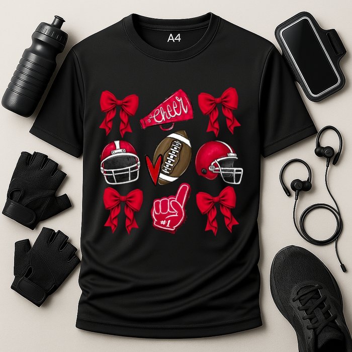 Football Coquette Bow Football Cheer Lover Performance Shirt