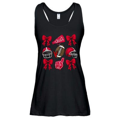 Football Coquette Bow Football Cheer Lover Ladies Essential Flowy Tank