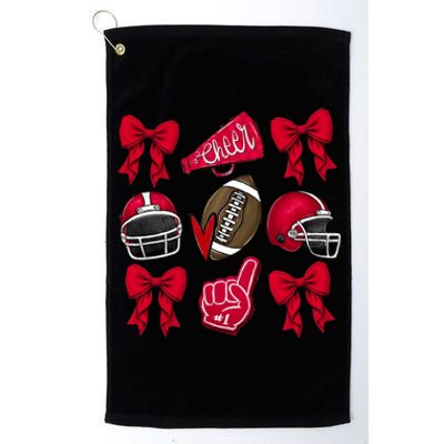 Football Coquette Bow Football Cheer Lover Platinum Collection Golf Towel