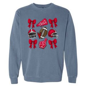 Football Coquette Bow Football Cheer Lover Garment-Dyed Sweatshirt