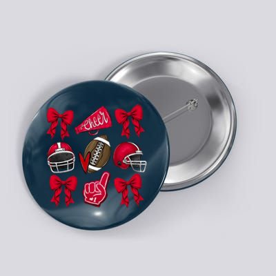 Football Coquette Bow Football Cheer Lover Button