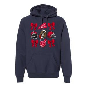 Football Coquette Bow Football Cheer Lover Premium Hoodie