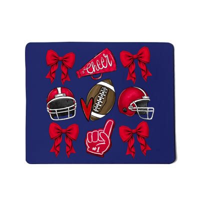 Football Coquette Bow Football Cheer Lover Mousepad