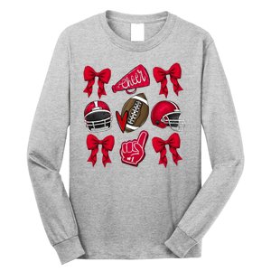 Football Coquette Bow Football Cheer Lover Long Sleeve Shirt