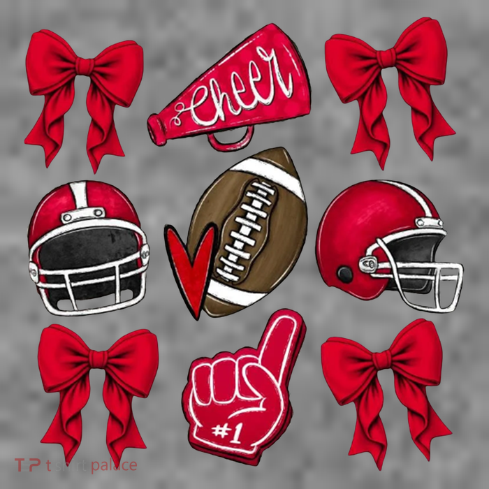 Football Coquette Bow Football Cheer Lover Tall T-Shirt