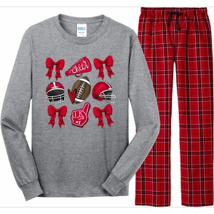 Football Coquette Bow Football Cheer Lover Long Sleeve Pajama Set