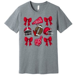 Football Coquette Bow Football Cheer Lover Premium T-Shirt