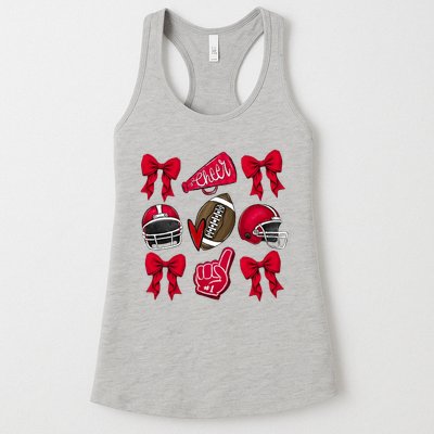Football Coquette Bow Football Cheer Lover Womens Tank Top