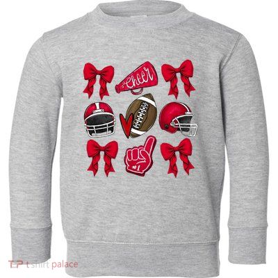 Football Coquette Bow Football Cheer Lover Toddler Sweatshirt