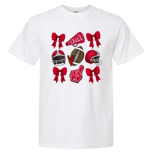 Football Coquette Bow Football Cheer Lover Garment-Dyed Heavyweight T-Shirt