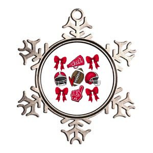 Football Coquette Bow Football Cheer Lover Metallic Star Ornament