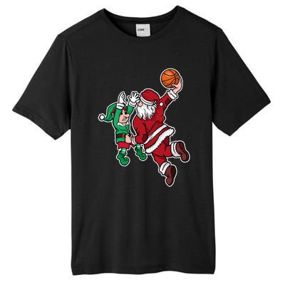 Funny Christmas Basketball Player Santa Claus Dunk Xmas Tall Fusion ChromaSoft Performance T-Shirt