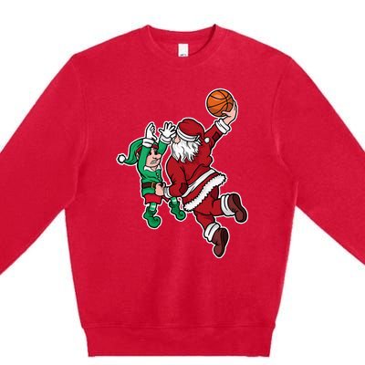 Funny Christmas Basketball Player Santa Claus Dunk Xmas Premium Crewneck Sweatshirt