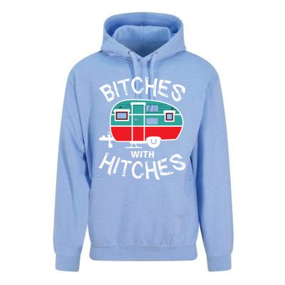 Funny Camping Bitches With Hitches Gift Unisex Surf Hoodie