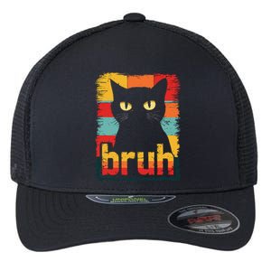 Funny Cat Bruh Meme Graphic Flexfit Unipanel Trucker Cap