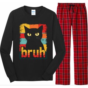 Funny Cat Bruh Meme Graphic Long Sleeve Pajama Set