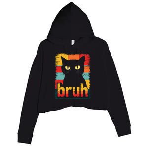 Funny Cat Bruh Meme Graphic Crop Fleece Hoodie