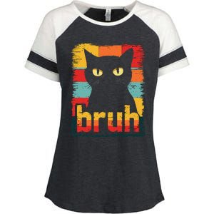 Funny Cat Bruh Meme Graphic Enza Ladies Jersey Colorblock Tee