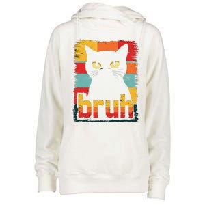 Funny Cat Bruh Meme Graphic Womens Funnel Neck Pullover Hood