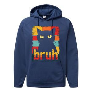 Funny Cat Bruh Meme Graphic Performance Fleece Hoodie