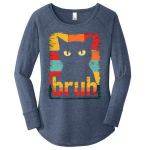 Funny Cat Bruh Meme Graphic Women's Perfect Tri Tunic Long Sleeve Shirt