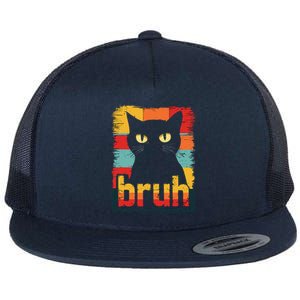 Funny Cat Bruh Meme Graphic Flat Bill Trucker Hat