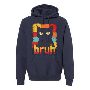 Funny Cat Bruh Meme Graphic Premium Hoodie