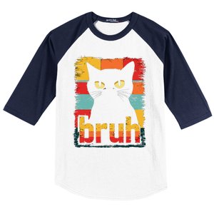 Funny Cat Bruh Meme Graphic Baseball Sleeve Shirt