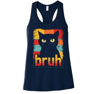 Funny Cat Bruh Meme Graphic Women's Racerback Tank