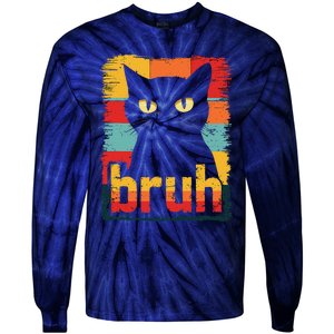 Funny Cat Bruh Meme Graphic Tie-Dye Long Sleeve Shirt