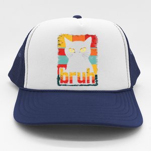 Funny Cat Bruh Meme Graphic Trucker Hat