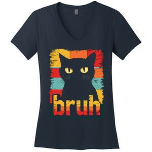 Funny Cat Bruh Meme Graphic Women's V-Neck T-Shirt