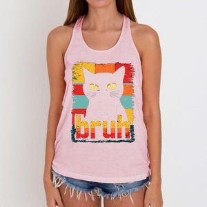 Funny Cat Bruh Meme Graphic Women's Knotted Racerback Tank