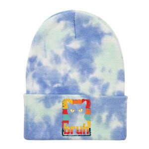 Funny Cat Bruh Meme Graphic Tie Dye 12in Knit Beanie