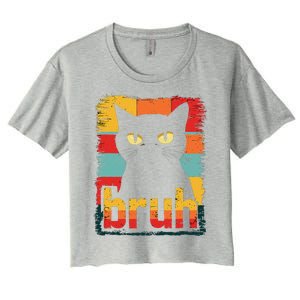 Funny Cat Bruh Meme Graphic Women's Crop Top Tee