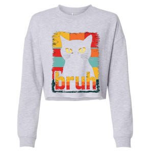 Funny Cat Bruh Meme Graphic Cropped Pullover Crew